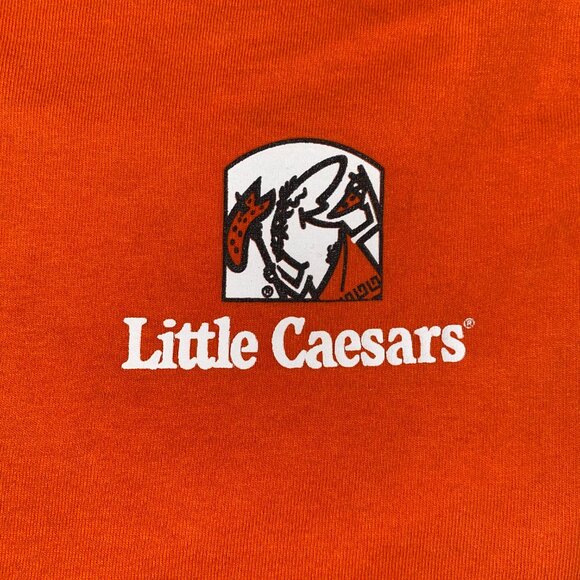 Little Caesars Pizza Genius Graphic Tee Shirt Gildan Orange Size Small - Picture 4 of 14